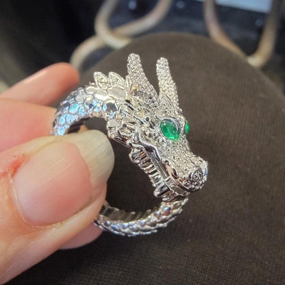 Free Shipping For 'Green Eyes' Dragon Scale Open Ring