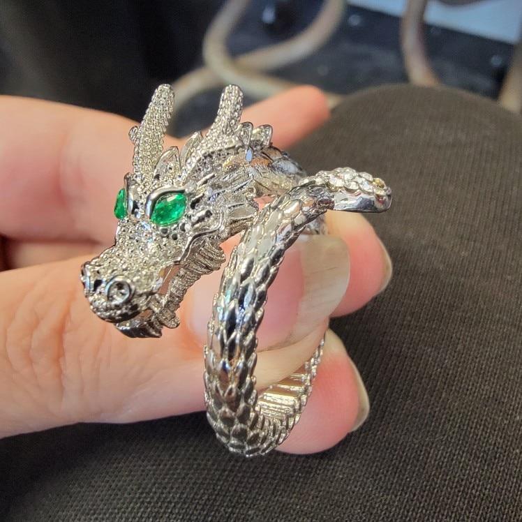 Free Shipping For 'Green Eyes' Dragon Scale Open Ring