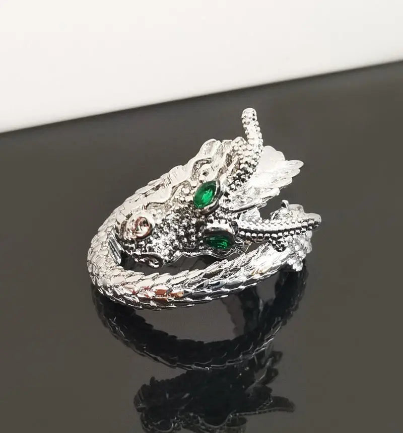 Free Shipping For 'Green Eyes' Dragon Scale Open Ring