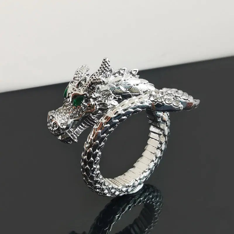 Free Shipping For 'Green Eyes' Dragon Scale Open Ring