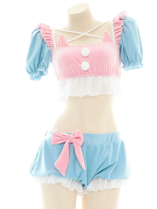 Free Shipping For 'Gummy' Anime Girl Pink & Blue Home Wear