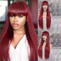 Free Shipping ForVigorous 32 Inch Long Straight Black Wig Lace Heat Resistant Synthetic Wig With Bangs Natural Hair Wig for Black Women