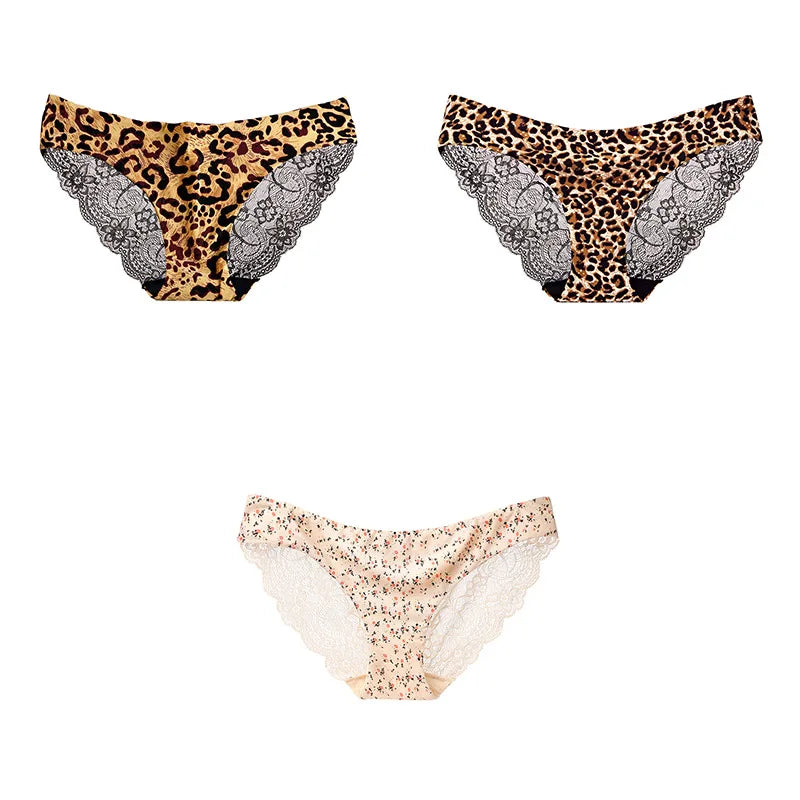 Free Shipping For Leopard Print Panties Set - 3-Piece Elegant Lace Underwear (M-XXL)