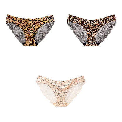 Free Shipping For Leopard Print Panties Set - 3-Piece Elegant Lace Underwear (M-XXL)