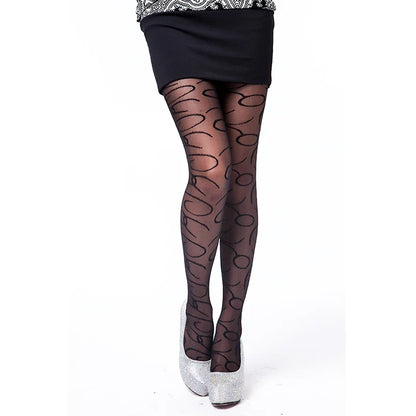 Free Shipping For Ultra-Sheer Black Jacquard Silk Pantyhose - Fashionably Patterned Tights