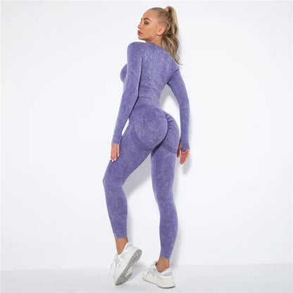 Free Shipping For Seamless Yoga Set - Long Sleeve Crop Top & High Waist Leggings (S-L)