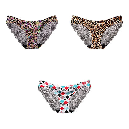 Free Shipping For Leopard Print Panties Set - 3-Piece Elegant Lace Underwear (M-XXL)