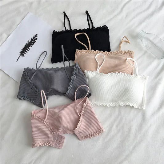 Free shipping for Women Sling Tube Top Sexy Bra Top Women Breathable Chest Pad Wearing Underwear Strapless Blouse No Steel Ring Tube Top