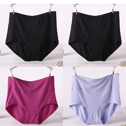 Free Shipping For High Waist Plus Size Bamboo Fiber Briefs 4Pcs (XXL-7XL)