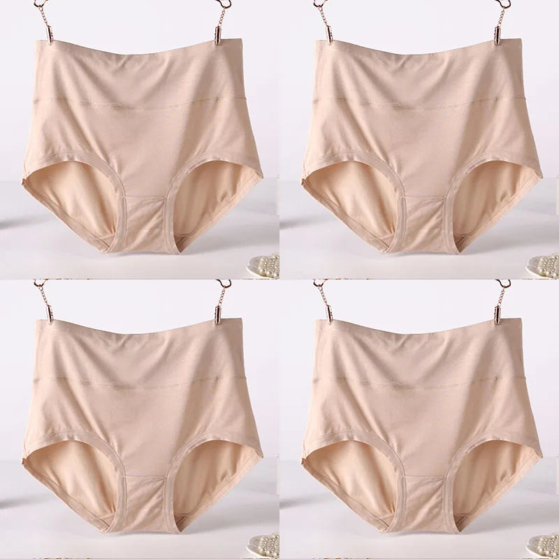 Free Shipping For High Waist Plus Size Bamboo Fiber Briefs 4Pcs (XXL-7XL)