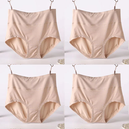 Free Shipping For High Waist Plus Size Bamboo Fiber Briefs 4Pcs (XXL-7XL)