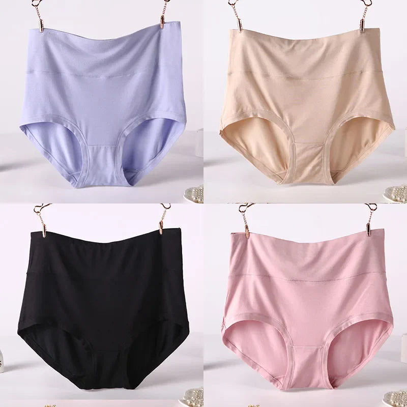 Free Shipping For High Waist Plus Size Bamboo Fiber Briefs 4Pcs (XXL-7XL)