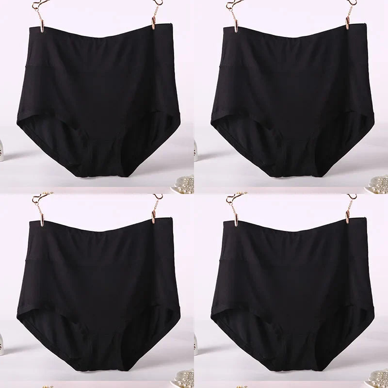 Free Shipping For High Waist Plus Size Bamboo Fiber Briefs 4Pcs (XXL-7XL)