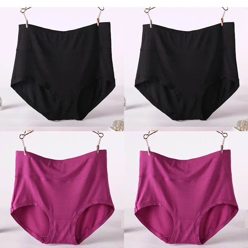 Free Shipping For High Waist Plus Size Bamboo Fiber Briefs 4Pcs (XXL-7XL)