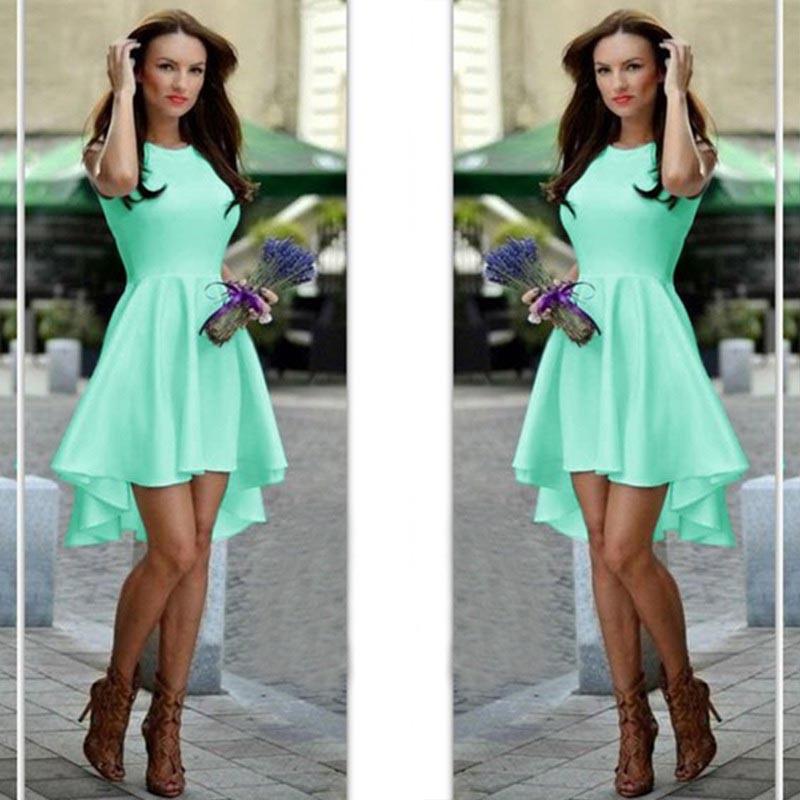 Clearance Pure Candy Color Irregular High Waist Short Dress