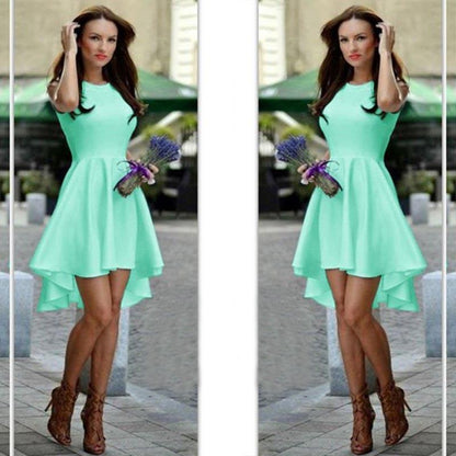 Clearance Pure Candy Color Irregular High Waist Short Dress