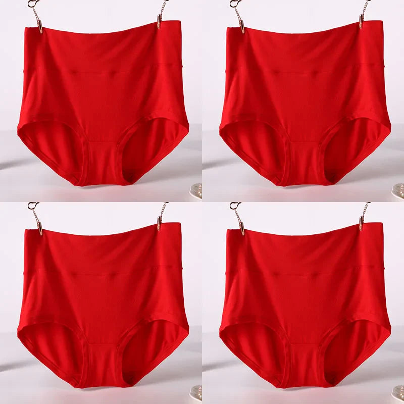 Free Shipping For High Waist Plus Size Bamboo Fiber Briefs 4Pcs (XXL-7XL)