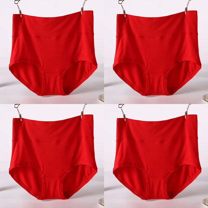 Free Shipping For High Waist Plus Size Bamboo Fiber Briefs 4Pcs (XXL-7XL)