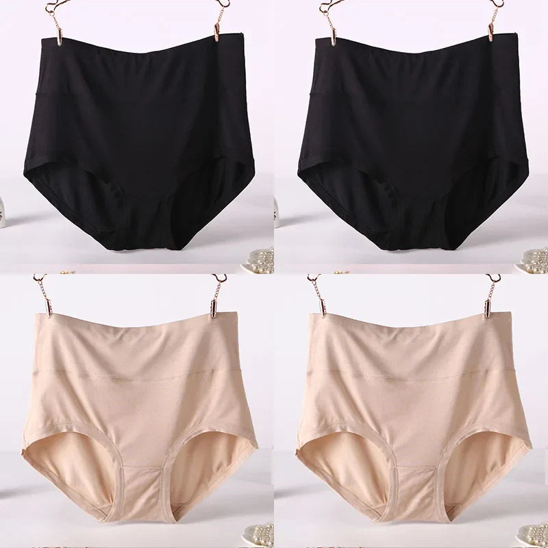 Free Shipping For High Waist Plus Size Bamboo Fiber Briefs 4Pcs (XXL-7XL)