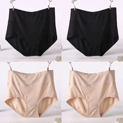 Free Shipping For High Waist Plus Size Bamboo Fiber Briefs 4Pcs (XXL-7XL)