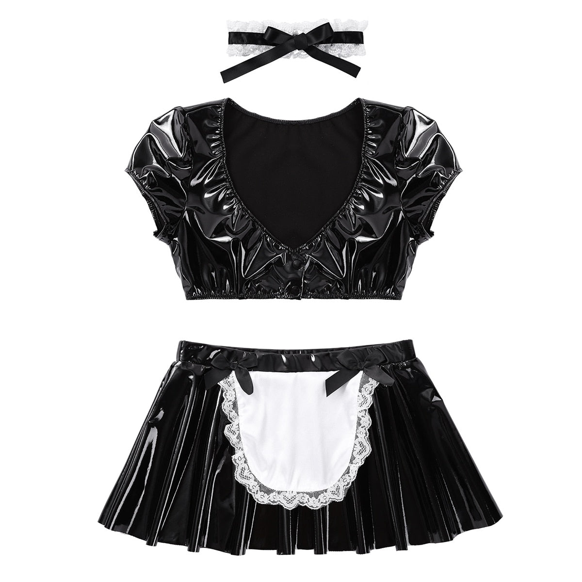 Free Shipping For Leather Maid Outfit