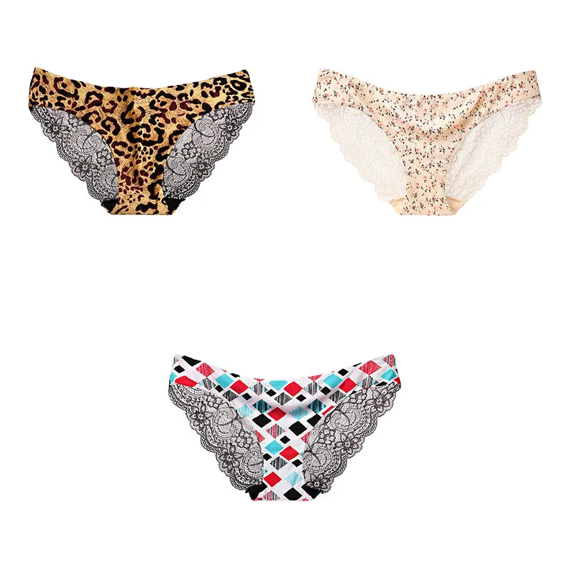 Free Shipping For Leopard Print Panties Set - 3-Piece Elegant Lace Underwear (M-XXL)