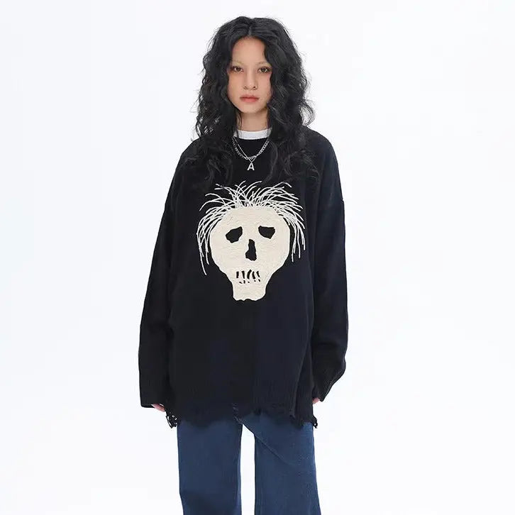 Free Shipping For 'Hair Loss' Emo Oversized Unisex Dark Sweater