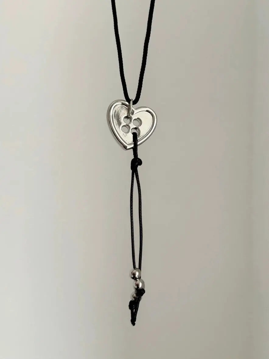 Free Shipping For 'Have My Heart' Dark Rope Heart Button Necklace