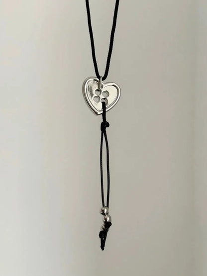 Free Shipping For 'Have My Heart' Dark Rope Heart Button Necklace