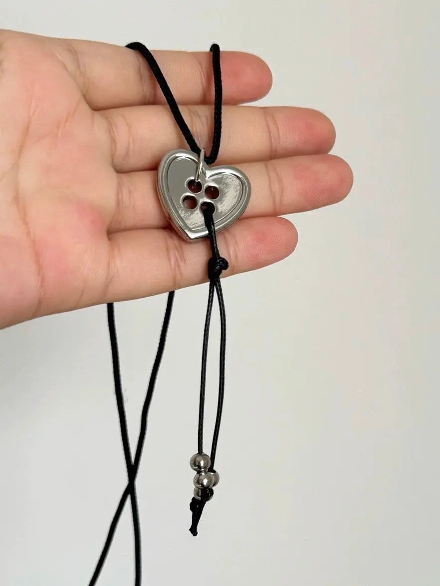 Free Shipping For 'Have My Heart' Dark Rope Heart Button Necklace