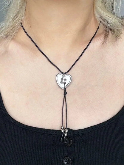 Free Shipping For 'Have My Heart' Dark Rope Heart Button Necklace