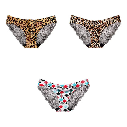 Free Shipping For Leopard Print Panties Set - 3-Piece Elegant Lace Underwear (M-XXL)