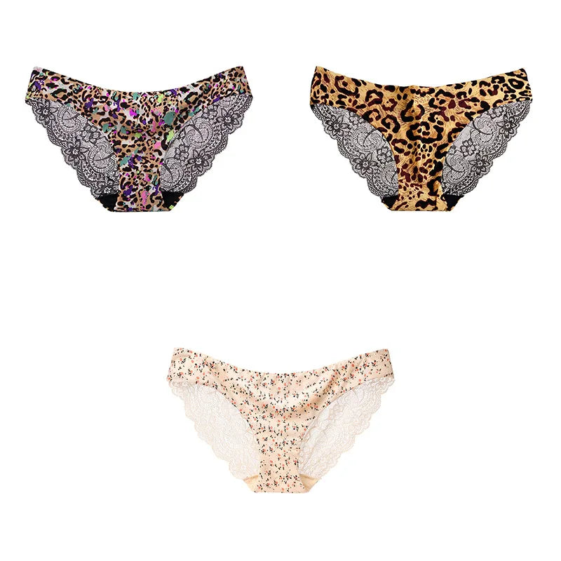 Free Shipping For Leopard Print Panties Set - 3-Piece Elegant Lace Underwear (M-XXL)