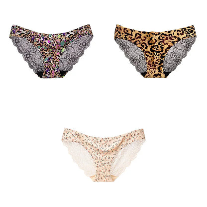 Free Shipping For Leopard Print Panties Set - 3-Piece Elegant Lace Underwear (M-XXL)