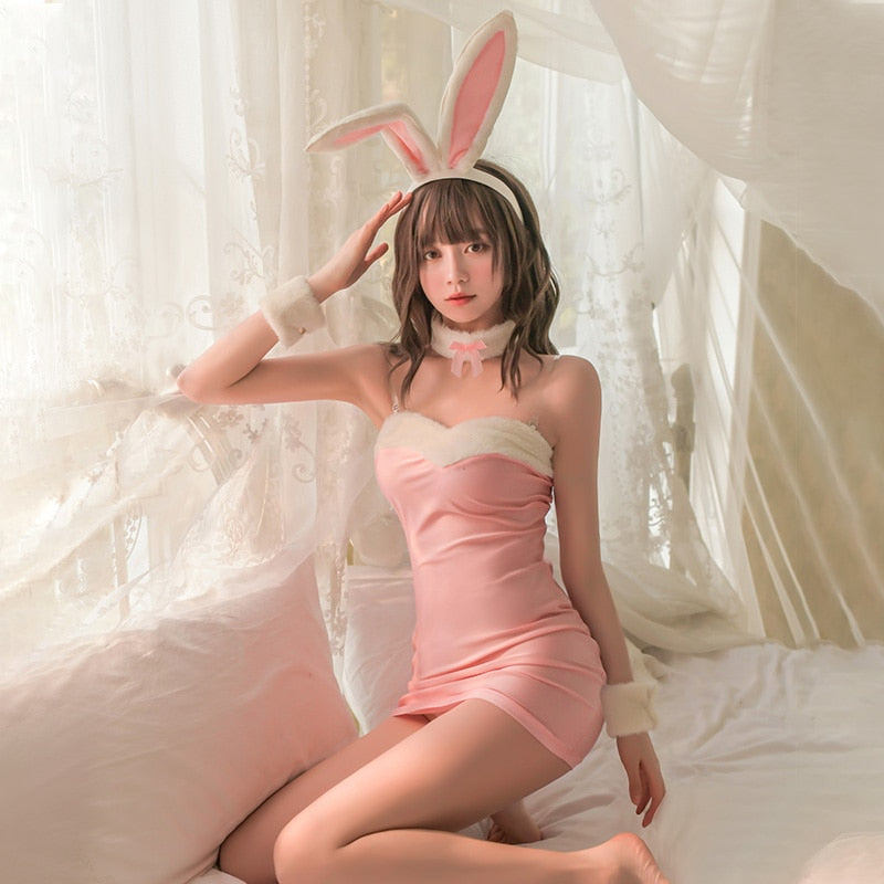 Free Shipping For Sexy Lingerie Pink Bunny Lingerie