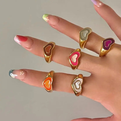 Free Shipping For 'Heart Stamp' Y2K Heart Shape Rings