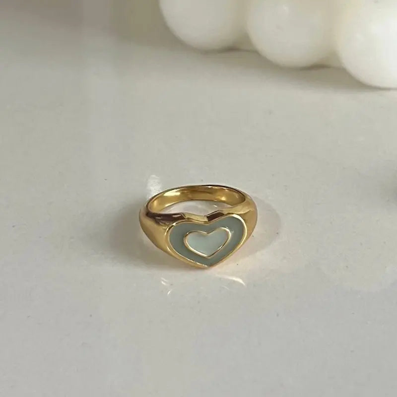 Free Shipping For 'Heart Stamp' Y2K Heart Shape Rings