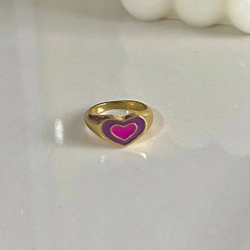 Free Shipping For 'Heart Stamp' Y2K Heart Shape Rings