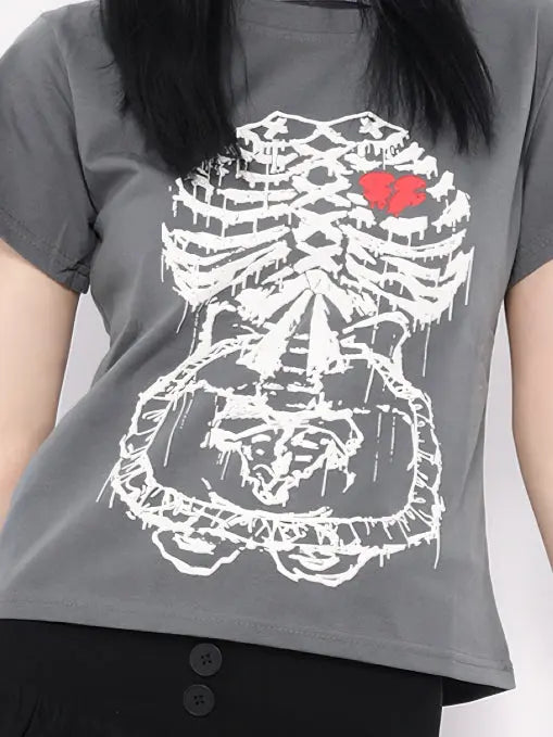 Free Shipping For 'Heartbeat' Punk Graphic Heart Beat Tee