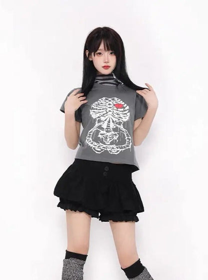 Free Shipping For 'Heartbeat' Punk Graphic Heart Beat Tee