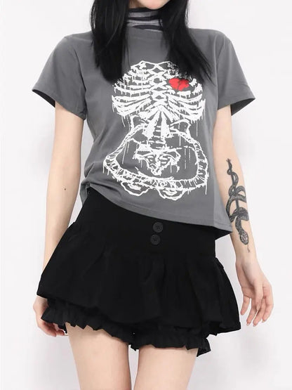 Free Shipping For 'Heartbeat' Punk Graphic Heart Beat Tee