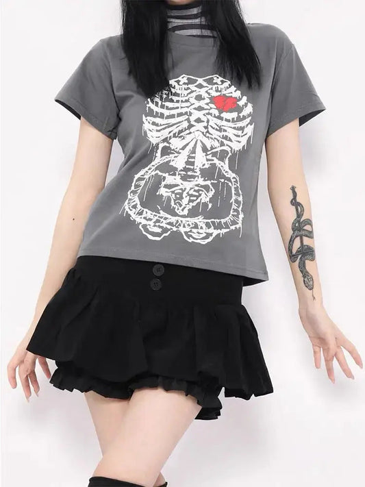 Free Shipping For 'Heartbeat' Punk Graphic Heart Beat Tee