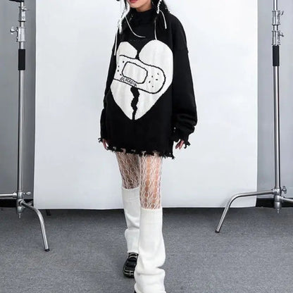 Free Shipping For'Heartbreak Hotel' Oversized Dark Ripped Sweater