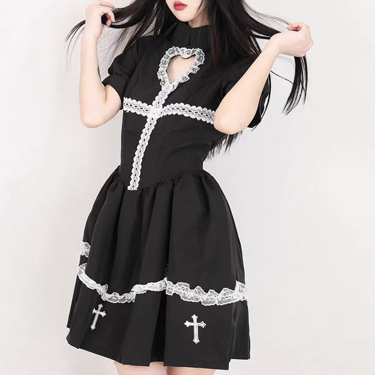 Free Shipping For 'Holy Doll' Cross & Lace Heart Shape Dress