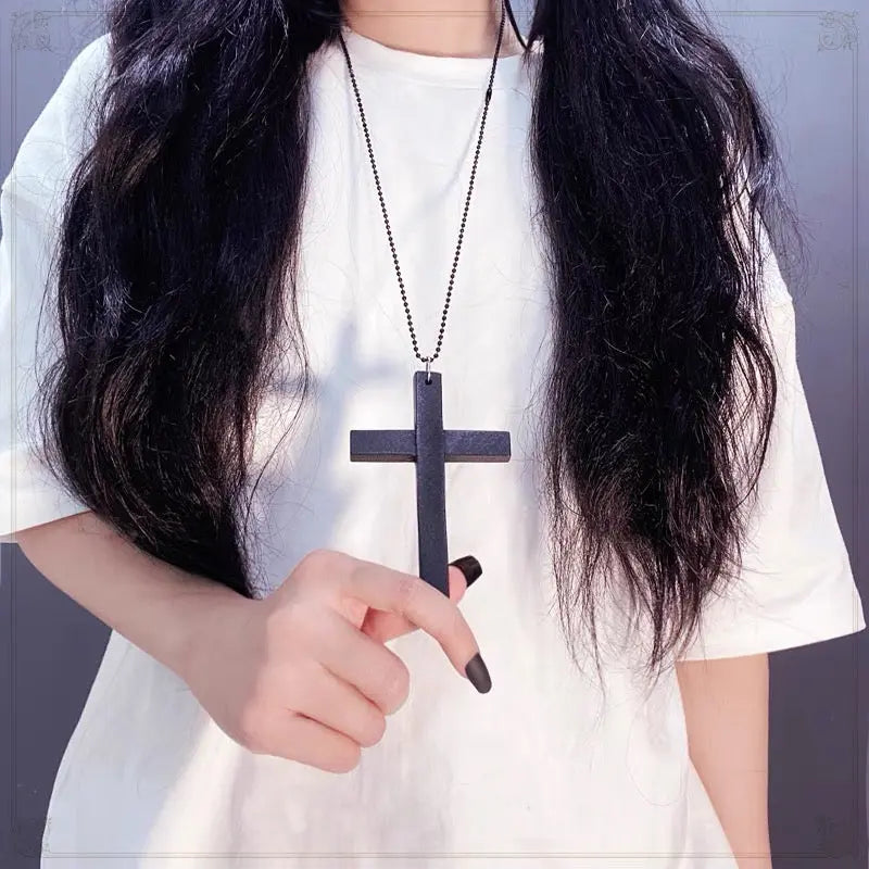 Free Shipping For 'Holy' Dark Goth Big Cross Necklace