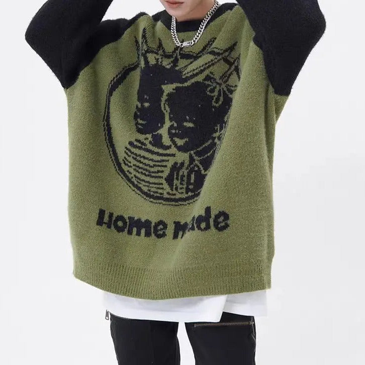 Free Shipping For 'Homemade' Oversized Unisex Punk Graffiti Sweater