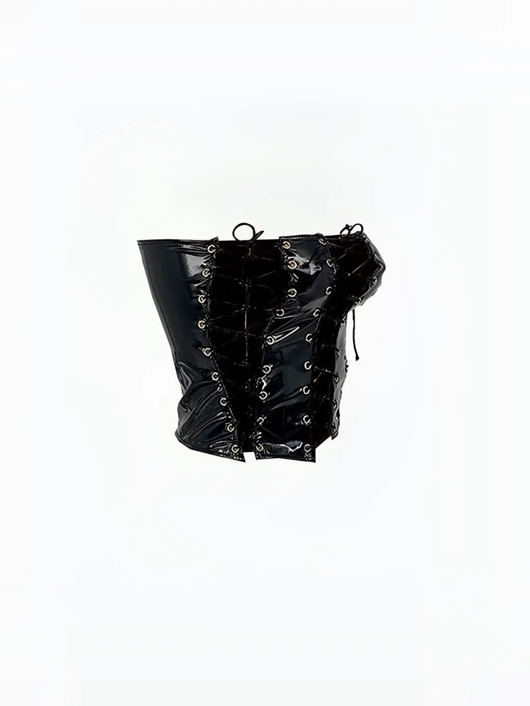 Free Shipping For 'Hot Mess' Punk Pu Leather Lace Up Tube Top