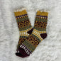 NORDIC heart patterned lace topped socks - mustard