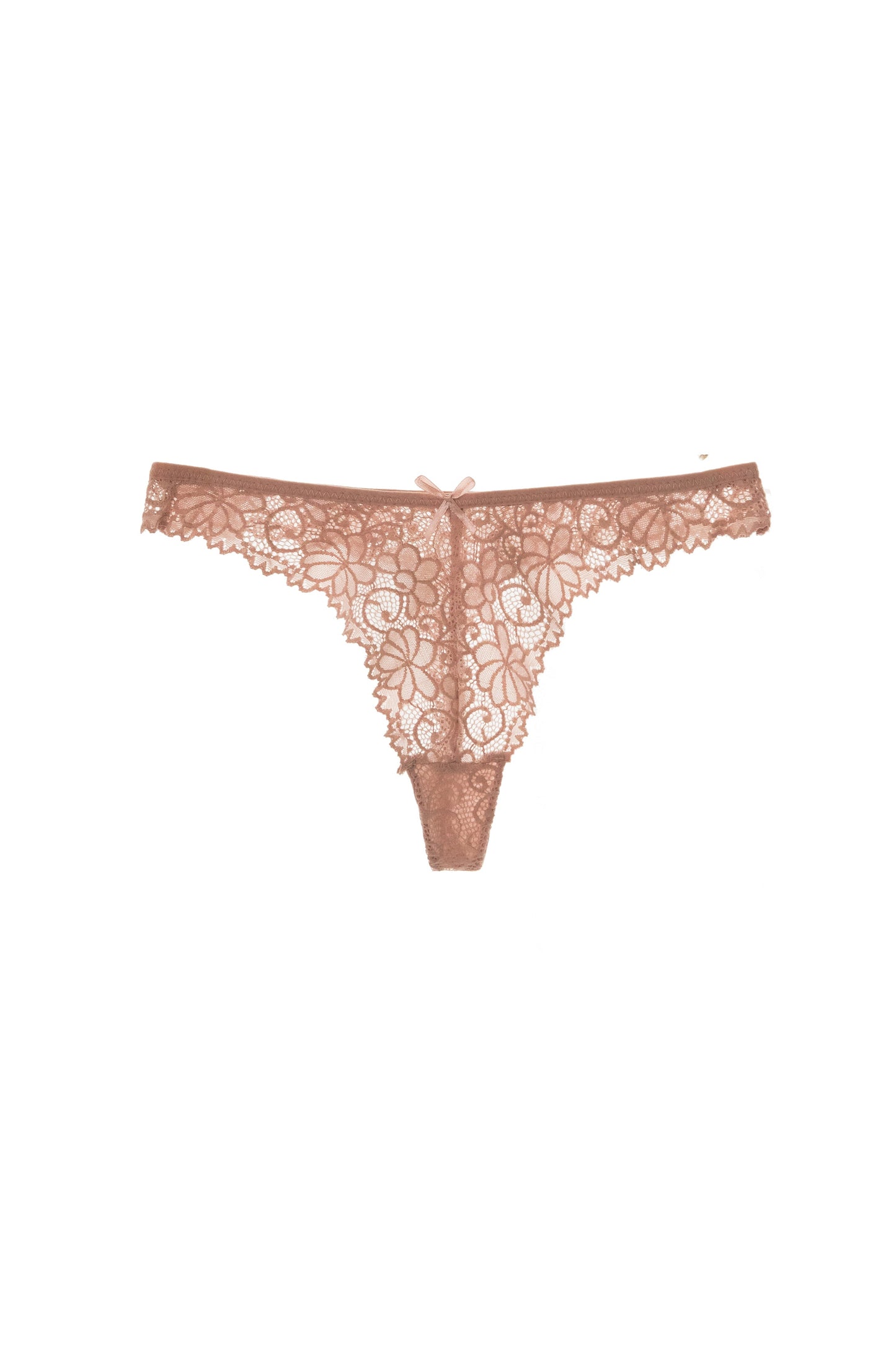 Free Shipping For Pink Floral Lace With Tie Front Thong