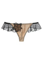 Free Shipping For Nude Satin Thong With Black Lace Trim